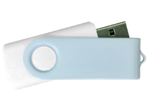 USB Flash Drives - White with White Swivel