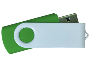 USB Flash Drives - Green with White Swivel