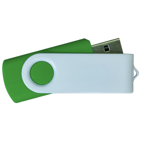 USB Flash Drives - Green with White Swivel
