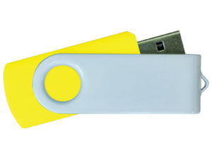 USB Flash Drives - Yellow with White Swivel