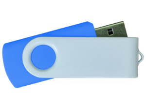 USB Flash Drives - Royal Blue with White Swivel