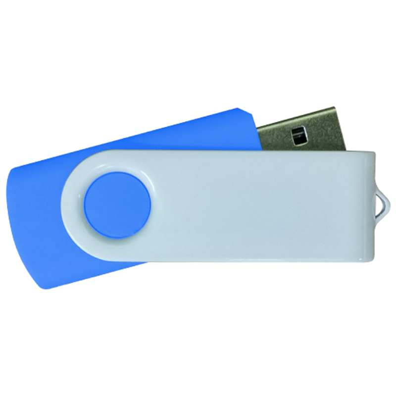 USB Flash Drives - Royal Blue with White Swivel