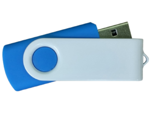 USB Flash Drives - Navy Blue with White Swivel