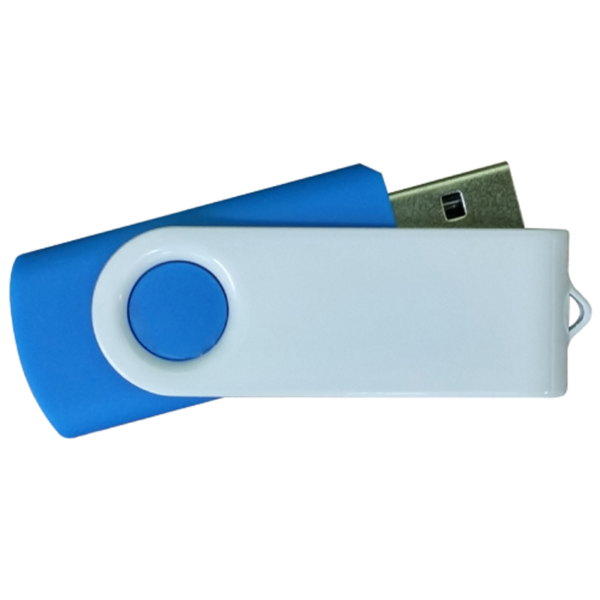 USB Flash Drives - Navy Blue with White Swivel