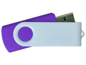 USB Flash Drives - Purple with White Swivel