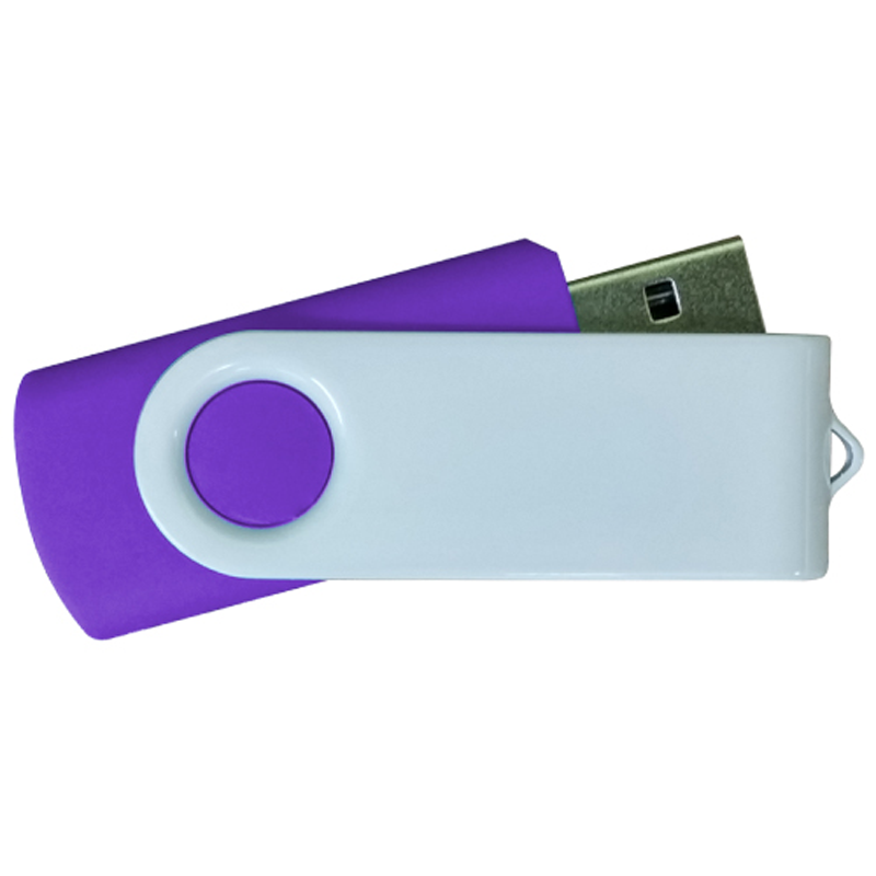 USB Flash Drives - Purple with White Swivel