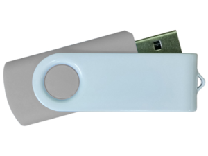 USB Flash Drives - Grey with White Swivel