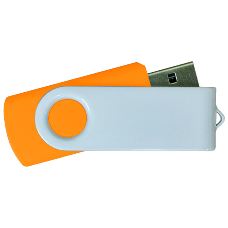 USB Flash Drives - Orange with White Swivel
