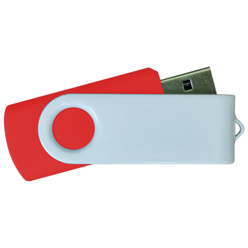 USB Flash Drives - Red with White Swivel