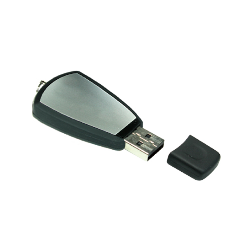 Black Rubberized USB Flash with Ring 4GB