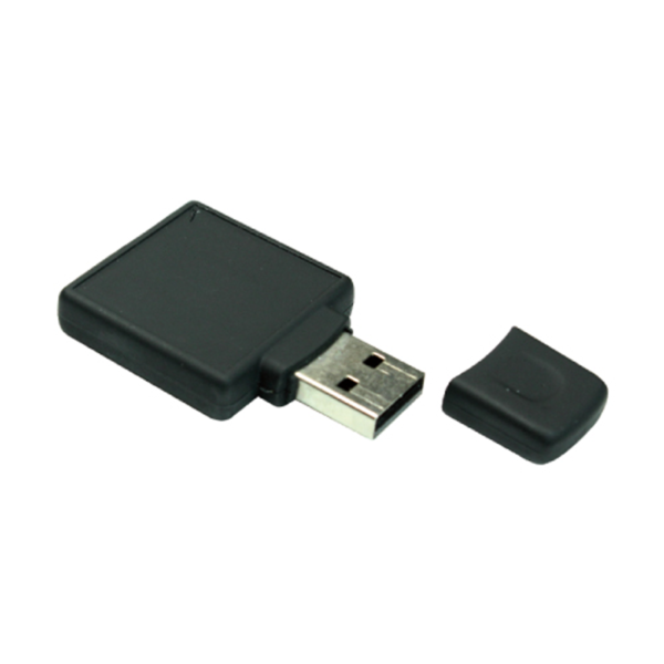 Square Black Rubberized USB Flash 4GB