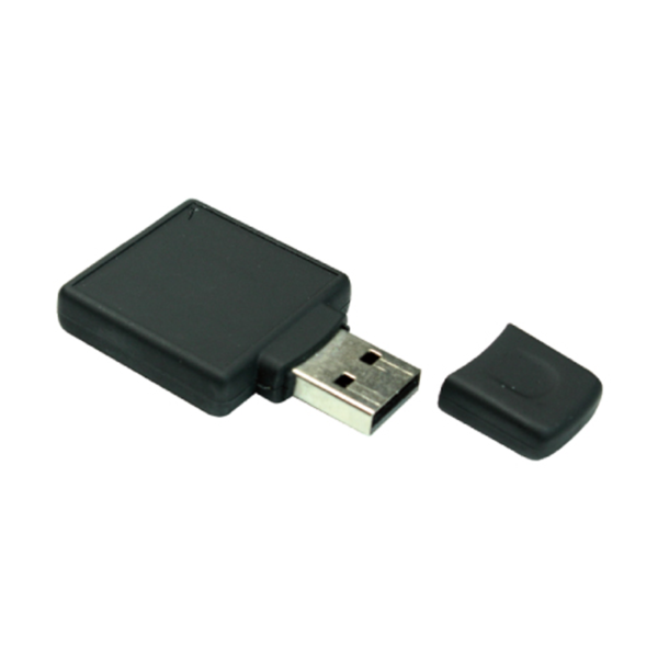 Square Black Rubberized USB Flash 8GB