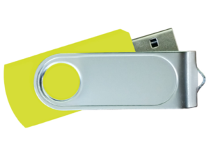 USB Flash Drives Swivel with 1 Side Epoxy Logo - Yellow