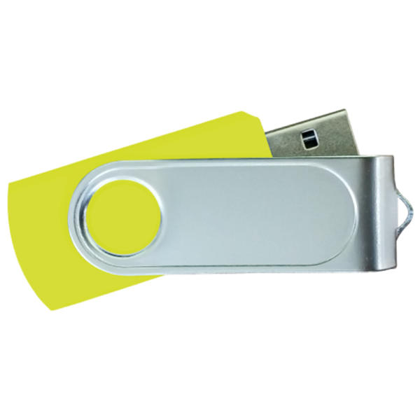 USB Flash Drives Swivel with 1 Side Epoxy Logo - Yellow