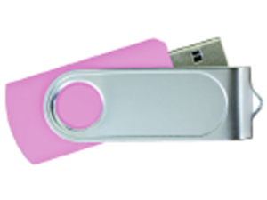 USB Flash Drives Swivel with 1 Side Epoxy Logo - Pink