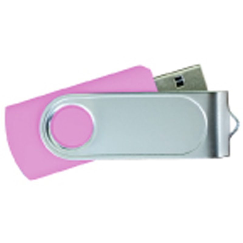 USB Flash Drives Swivel with 1 Side Epoxy Logo - Pink