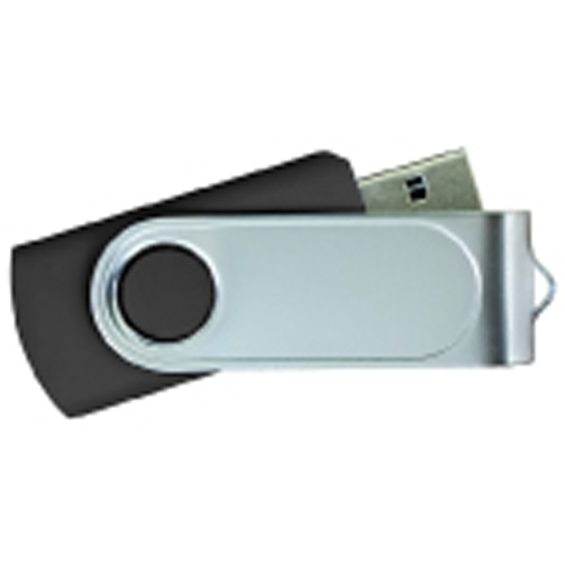 USB Flash Drives Swivel with 1 Side Epoxy Logo - Black