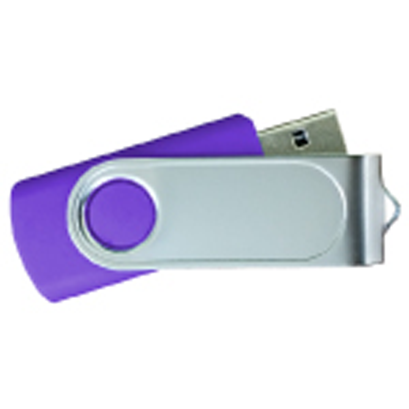 USB Flash Drives Swivel with 1 Side Epoxy Logo - Purple