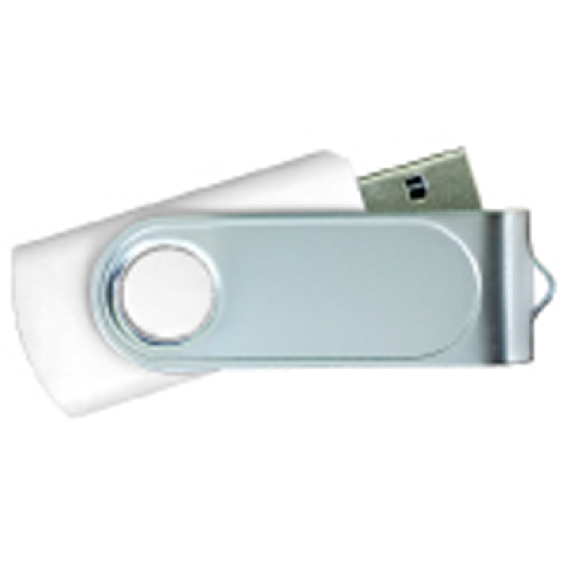 USB Flash Drives Swivel with 1 Side Epoxy Logo - White