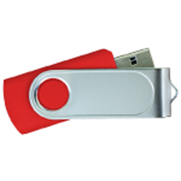 USB Flash Drives Swivel with 1 Side Epoxy Logo - Red
