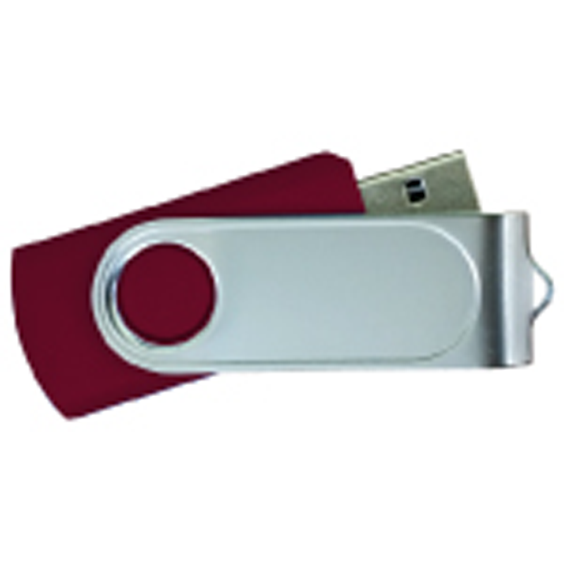USB Flash Drives Swivel with 1 Side Epoxy Logo - Maroon