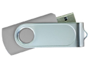 USB Flash Drives Swivel with 1 Side Epoxy Logo - Grey