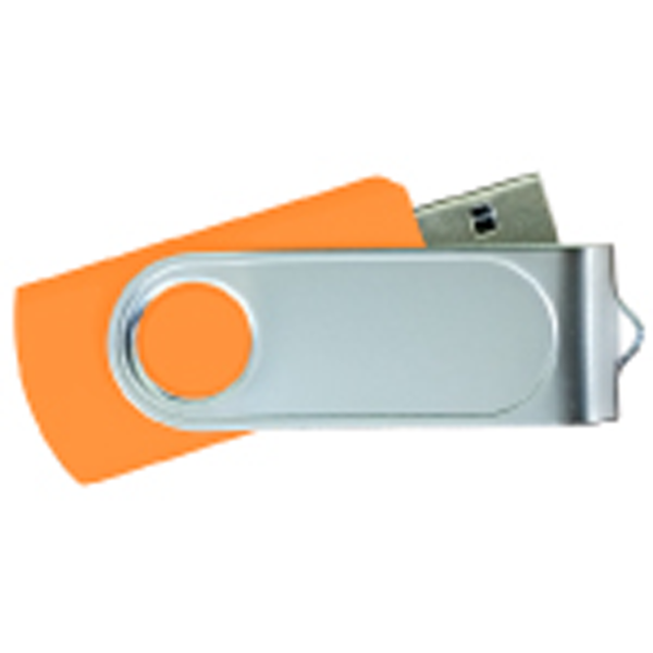 USB Flash Drives Swivel with 1 Side Epoxy Logo - Orange