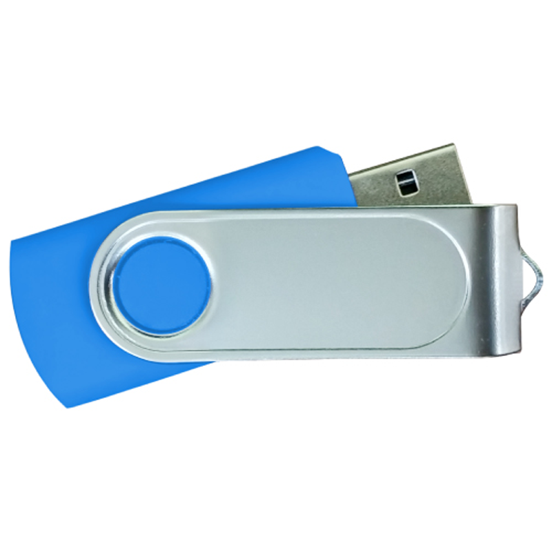 USB Flash Drives with 2 Sides Epoxy Logo - Royal Blue
