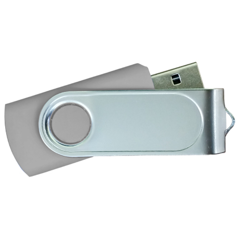 USB Flash Drives with 2 Sides Epoxy Logo - Grey