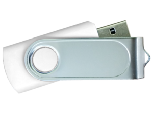 USB Flash Drives with 2 Sides Epoxy Logo - White