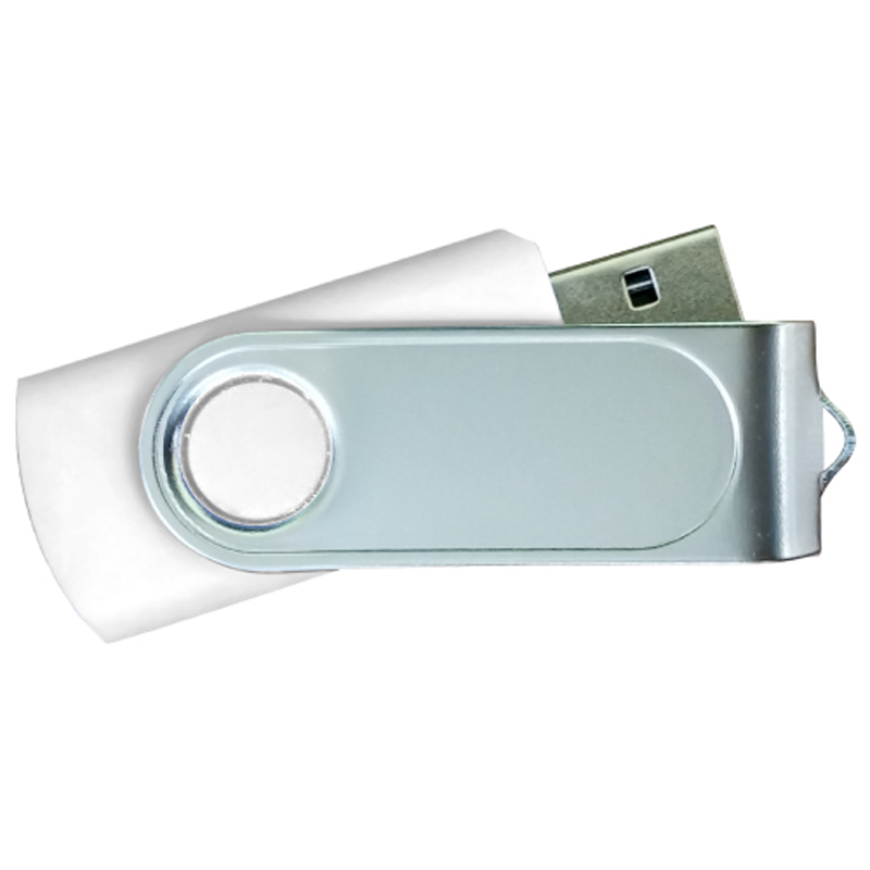 USB Flash Drives with 2 Sides Epoxy Logo - White