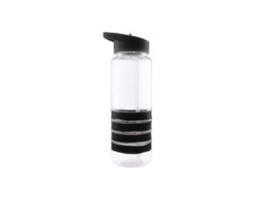 Sports Water Bottle with Straw and Black Bands