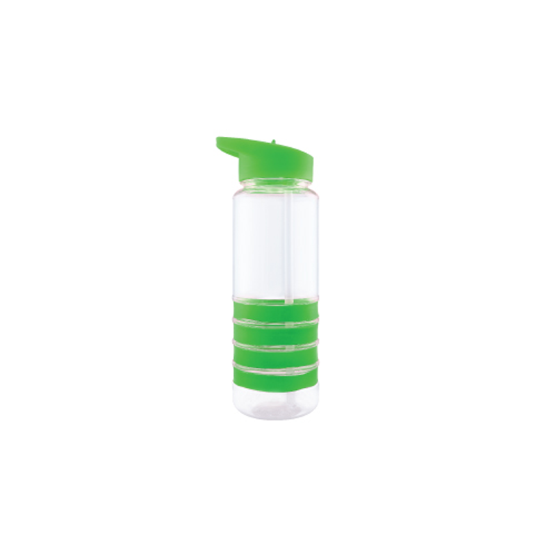 Sports Water Bottle with Straw and Green Bands
