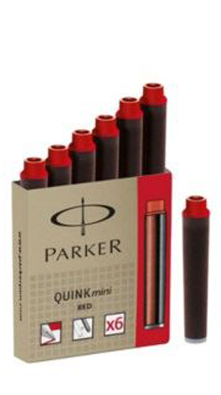 Parker Red Ink Cartridge (Mini - Pack of 6)