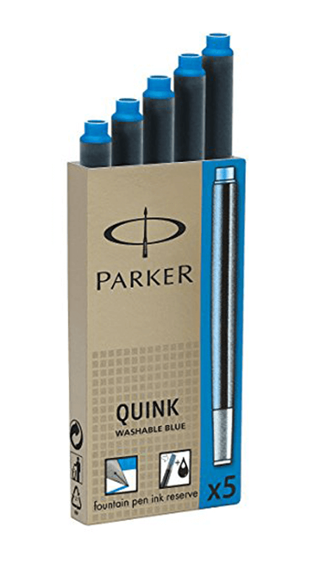 Parker Washable Blue Ink Cartridge (Regular Size - Pack of 5)