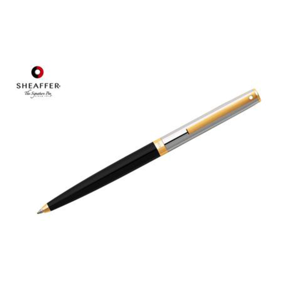 Sagarisâ„¢ - Black and Chrome with Gold Trim Ballpoint Pen