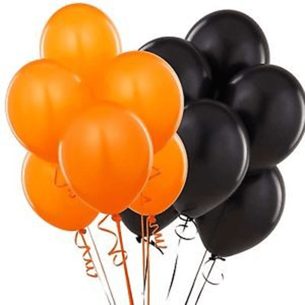 24 Black and Orange Balloon Bouquet