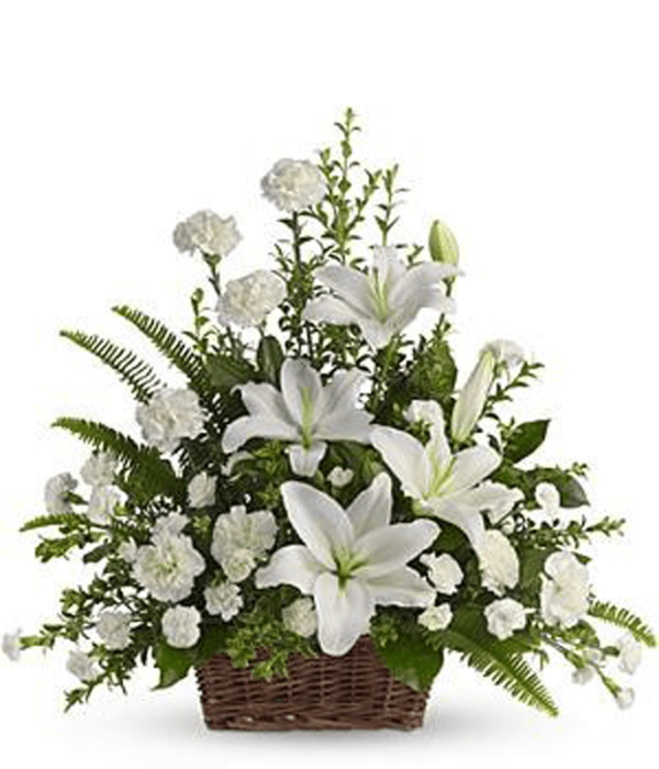 Peaceful White Lilies Basket