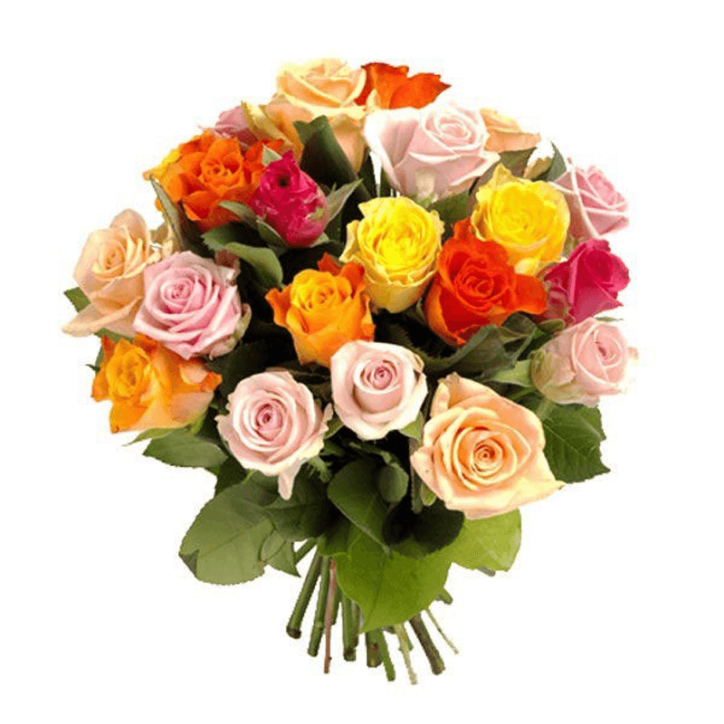 12 Mixed Coloured Roses Bouquet