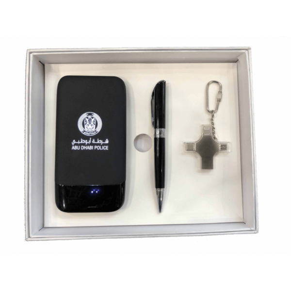 Light Up Power Bank With Metal Pen & 4 In 1 Usb
