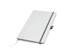 White Cover A5 PU Notebook with Grey Elastic Band