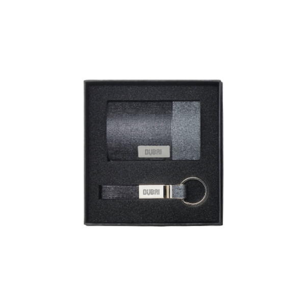 Business Card Holder with Leather Key chain Gift Set