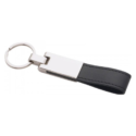 Metal Keychain with Black Leather Strap
