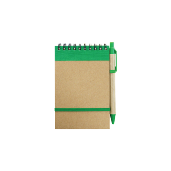Recycled Notepad with Pen Green