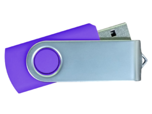 USB Flash Drives Matt Silver Swivel - Purple