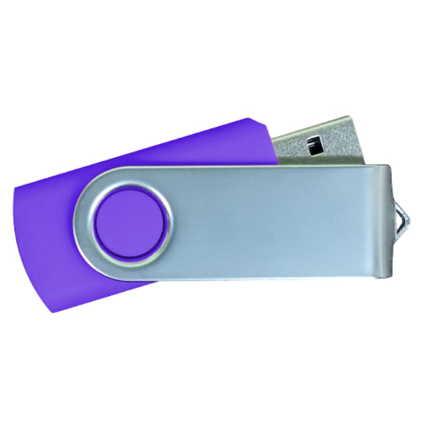 USB Flash Drives Matt Silver Swivel - Purple