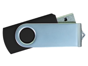 USB Flash Drives Matt Silver Swivel - Black
