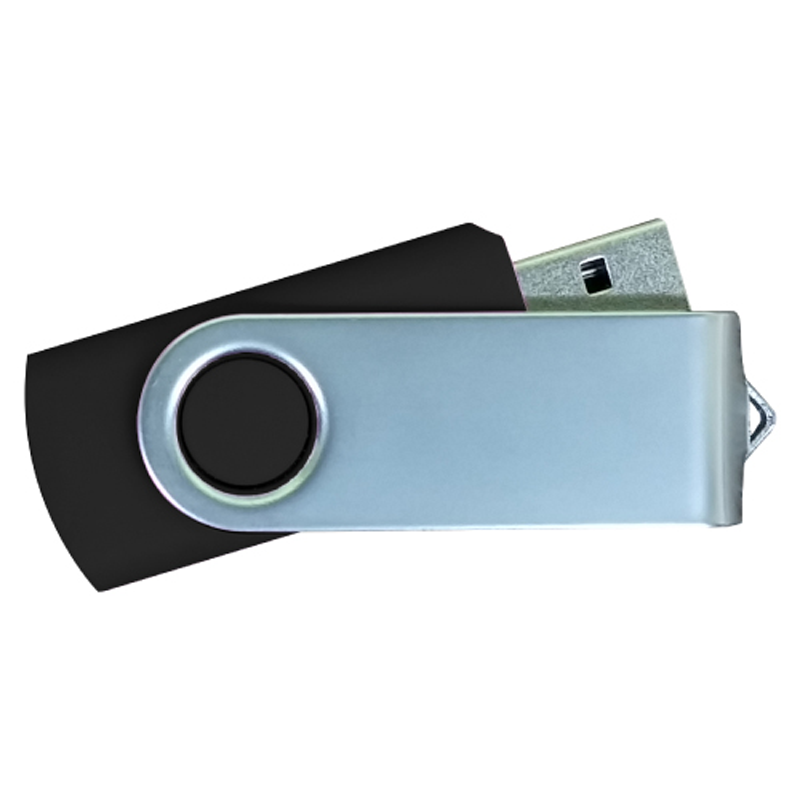 USB Flash Drives Matt Silver Swivel - Black