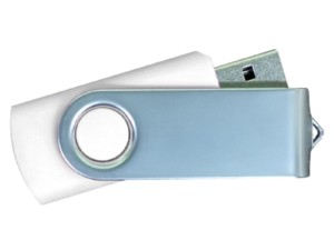 USB Flash Drives Matt Silver Swivel - White