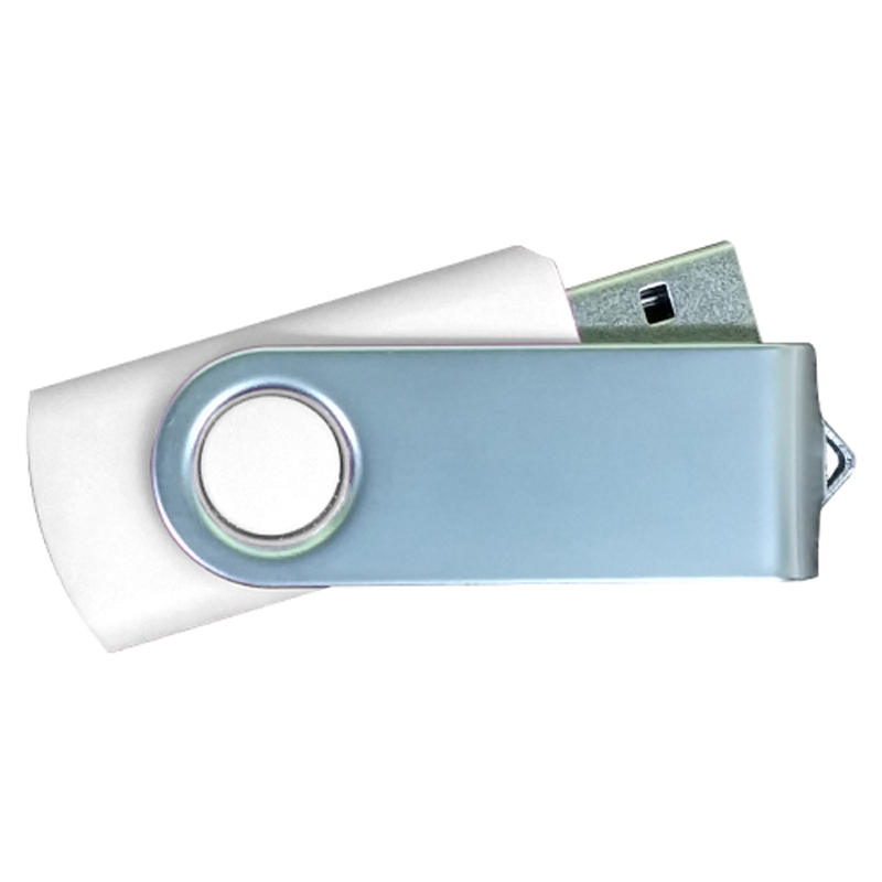 USB Flash Drives Matt Silver Swivel - White